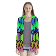 Digitally Painted Colourful Abstract Whimsical Shape Pattern Drape Collar Cardigan by BangZart