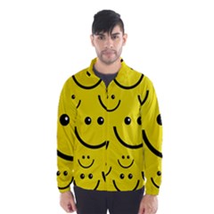Digitally Created Yellow Happy Smile  Face Wallpaper Wind Breaker (men) by BangZart