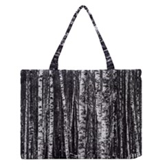 Birch Forest Trees Wood Natural Medium Zipper Tote Bag by BangZart