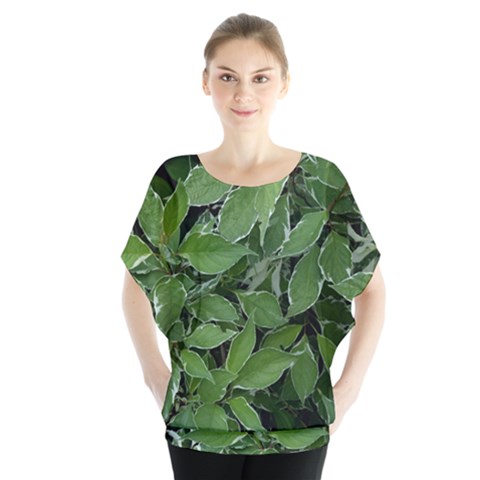 Texture Leaves Light Sun Green Blouse by BangZart
