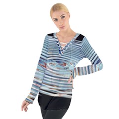 Wave Concentric Waves Circles Water Women s Tie Up Tee