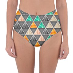 Abstract Geometric Triangle Shape Reversible High-waist Bikini Bottoms by BangZart