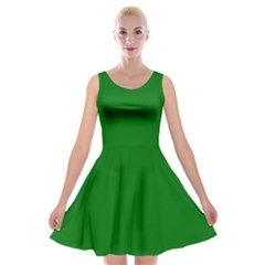 Solid Christmas Green Velvet Classic Colors Velvet Skater Dress by PodArtist