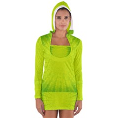 Radial Green Crystals Crystallize Women s Long Sleeve Hooded T-shirt by BangZart