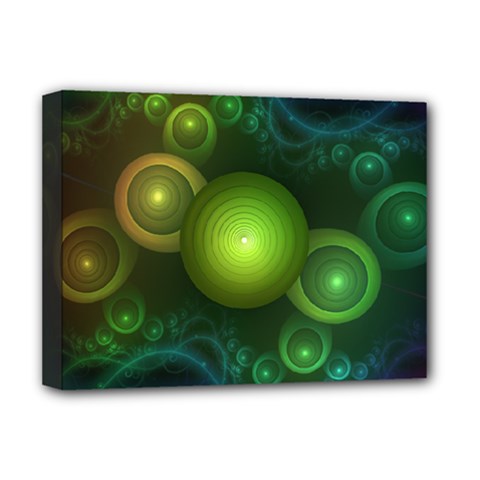 Retrotacular Rainbow Dots In A Fractal Microscope Deluxe Canvas 16  X 12   by jayaprime