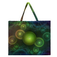 Retrotacular Rainbow Dots In A Fractal Microscope Zipper Large Tote Bag by jayaprime