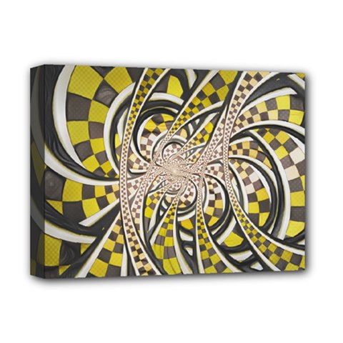 Liquid Taxi Cab, A Yellow Checkered Retro Fractal Deluxe Canvas 16  X 12   by jayaprime