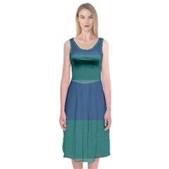 Blue Gradient Glitter Texture Pattern  Midi Sleeveless Dress