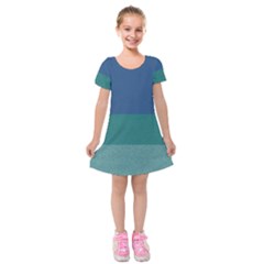 Blue Gradient Glitter Texture Pattern  Kids  Short Sleeve Velvet Dress