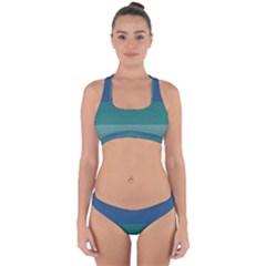 Blue Gradient Glitter Texture Pattern  Cross Back Hipster Bikini Set by paulaoliveiradesign