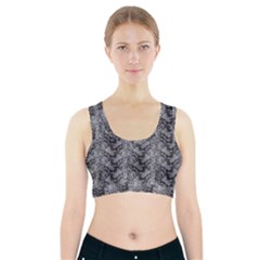 Black Floral Lace Pattern Sports Bra With Pocket