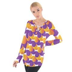 Purple And Yellow Abstract Pattern Tie Up Tee