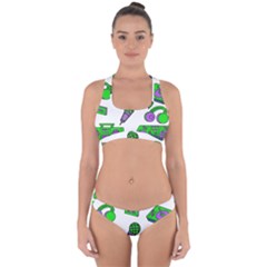 Green Music Pattern Cross Back Hipster Bikini Set by TheLimeGreenFlamingo