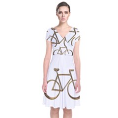 Elegant Gold Look Bicycle Cycling  Short Sleeve Front Wrap Dress by yoursparklingshop