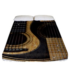 Old And Worn Acoustic Guitars Yin Yang Fitted Sheet (king Size) by JeffBartels