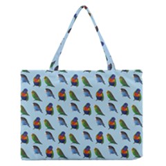 Blue Birds Parrot Pattern Medium Zipper Tote Bag by paulaoliveiradesign