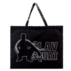 Slav Squat Zipper Large Tote Bag by Valentinaart