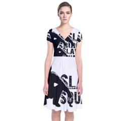 Slav Squat Short Sleeve Front Wrap Dress by Valentinaart