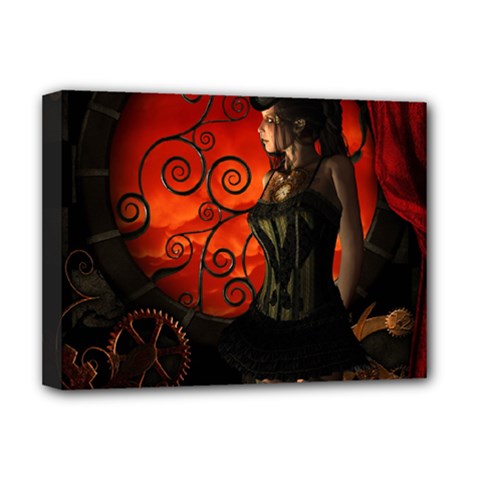 Steampunk, Wonderful Steampunk Lady In The Night Deluxe Canvas 16  X 12   by FantasyWorld7