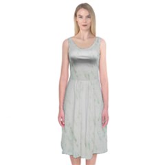 Greenish Marble Texture Pattern Midi Sleeveless Dress by paulaoliveiradesign