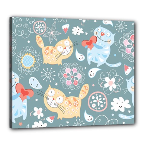 Cute Cat Background Pattern Canvas 24  X 20  by BangZart