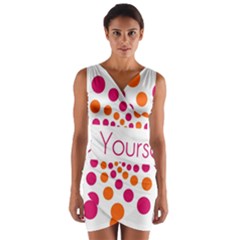Be Yourself Pink Orange Dots Circular Wrap Front Bodycon Dress