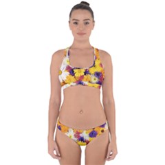 Colorful Flowers Pattern Cross Back Hipster Bikini Set by BangZart