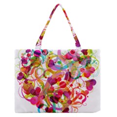 Abstract Colorful Heart Medium Zipper Tote Bag by BangZart