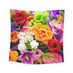Colorful Flowers Square Tapestry (small) by BangZart