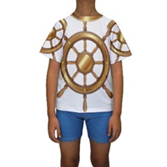 Boat Wheel Transparent Clip Art Kids  Short Sleeve Swimwear by BangZart