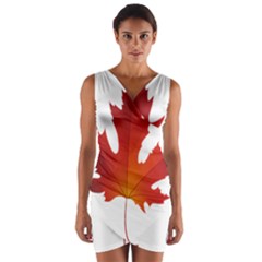 Autumn Maple Leaf Clip Art Wrap Front Bodycon Dress