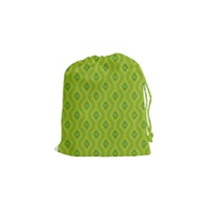 Decorative Green Pattern Background  Drawstring Pouches (small) 
