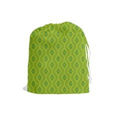 Decorative Green Pattern Background  Drawstring Pouches (large) 