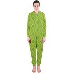 Decorative Green Pattern Background  Hooded Jumpsuit (ladies)  by TastefulDesigns