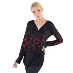 Abstract Pattern Honeycomb Tie Up Tee
