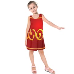 Easter Decorative Red Egg Kids  Sleeveless Dress by BangZart