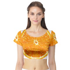 Orange Slice Short Sleeve Crop Top (tight Fit) by BangZart