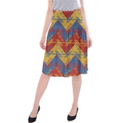 Aztec South American Pattern Zig Midi Beach Skirt by BangZart