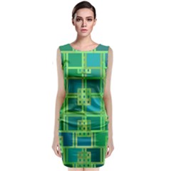 Green Abstract Geometric Classic Sleeveless Midi Dress by BangZart