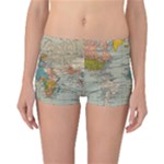 Vintage World Map Reversible Boyleg Bikini Bottoms