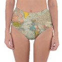 Vintage World Map Reversible High-Waist Bikini Bottoms View3