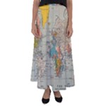 Vintage World Map Flared Maxi Skirt