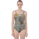 Vintage World Map Cut Out Top Tankini Set