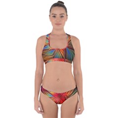 Vintage Colors Flower Petals Spiral Abstract Cross Back Hipster Bikini Set by BangZart