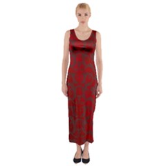 Red Dark Vintage Pattern Fitted Maxi Dress by BangZart