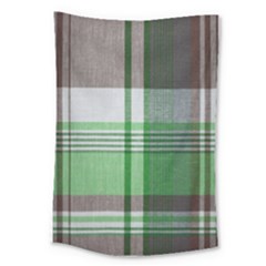 Plaid Fabric Texture Brown And Green Large Tapestry by BangZart