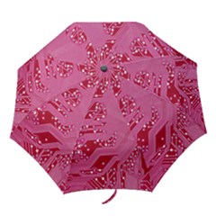 Pink Circuit Pattern Folding Umbrellas by BangZart