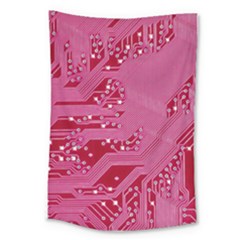 Pink Circuit Pattern Large Tapestry by BangZart