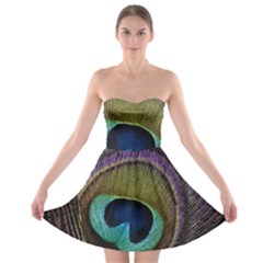 Peacock Feather Strapless Bra Top Dress by BangZart