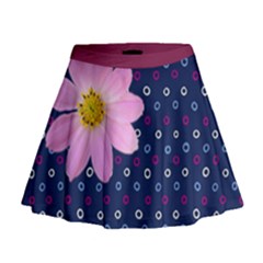 Pink Flower Dots Mini Flare Skirt